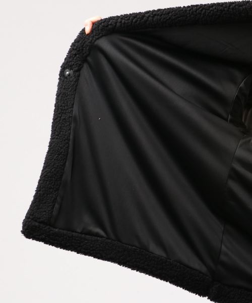 セール】ノーカラーVネックショートボアブルゾン＊ボアコート