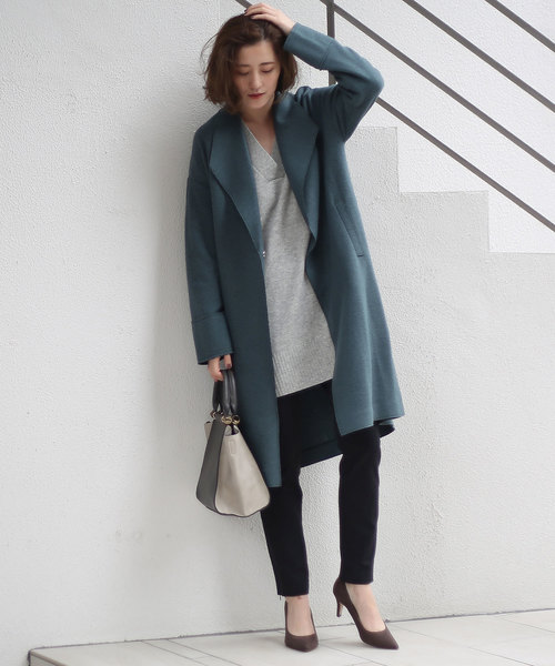 RIVE DROITE（リヴドロワ）の「ラム100V/Nチュニックニット（ニット/セーター・レディース・ライトグレー/ブラック/オフホワイト・FREE）」の20枚目の写真