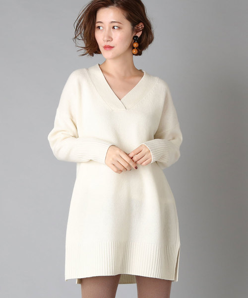 RIVE DROITE（リヴドロワ）の「ラム100V/Nチュニックニット（ニット/セーター・レディース・ライトグレー/ブラック/オフホワイト・FREE）」の19枚目の写真