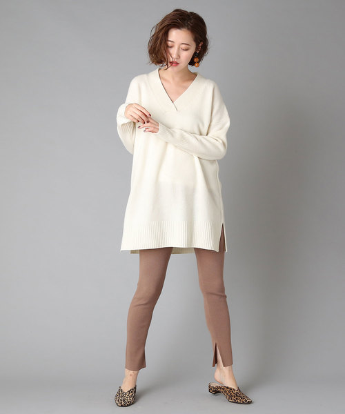 RIVE DROITE（リヴドロワ）の「ラム100V/Nチュニックニット（ニット/セーター・レディース・ライトグレー/ブラック/オフホワイト・FREE）」の17枚目の写真