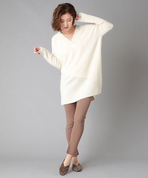 RIVE DROITE（リヴドロワ）の「ラム100V/Nチュニックニット（ニット/セーター・レディース・ライトグレー/ブラック/オフホワイト・FREE）」の16枚目の写真