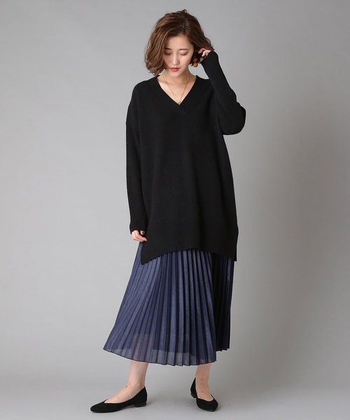 RIVE DROITE（リヴドロワ）の「ラム100V/Nチュニックニット（ニット/セーター・レディース・ライトグレー/ブラック/オフホワイト・FREE）」の15枚目の写真