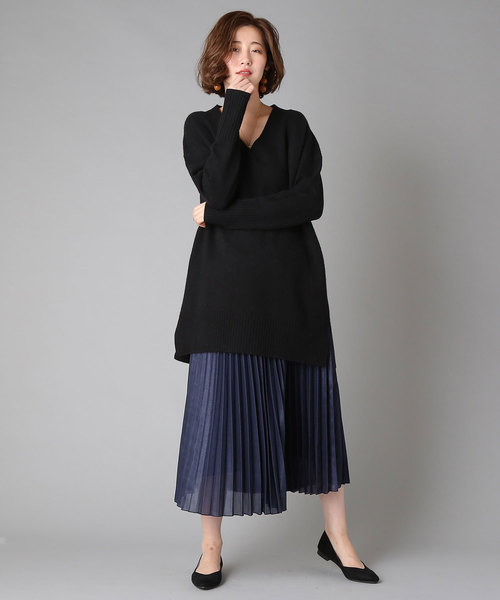 RIVE DROITE（リヴドロワ）の「ラム100V/Nチュニックニット（ニット/セーター・レディース・ライトグレー/ブラック/オフホワイト・FREE）」の14枚目の写真