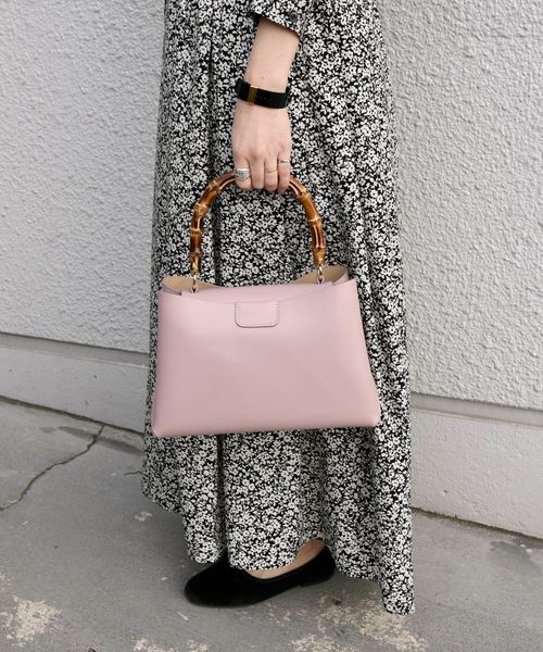 MARCO BIANCHINI（マルコビアンチーニ）の「MARCO BIANCHINI:バンブーハンドル2WAYバッグ◇（ハンドバッグ・レディース・ブラック/ピンク・ONE SIZE）」の7枚目の写真