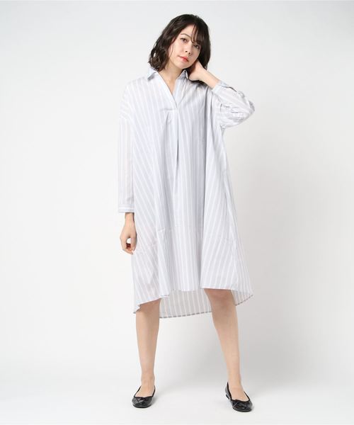 Te Chichi Terrasse テチチテラス の ストライプaラインシャツワンピース シャツワンピース Wear