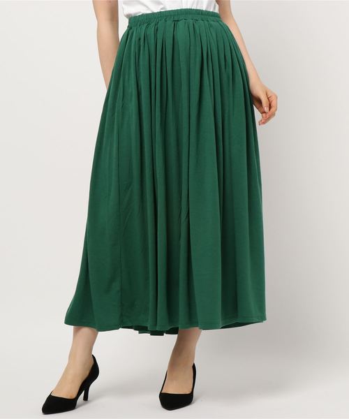 AMERICAN HOLIC（アメリカンホリック）の「カットマキシギャザーロングスカート ＊（スカート・レディース・グリーン/ブルー/マスタード/ネイビー/モカ/パープル・L/M）」の3枚目の写真