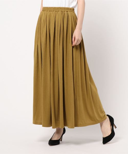 AMERICAN HOLIC（アメリカンホリック）の「カットマキシギャザーロングスカート ＊（スカート・レディース・グリーン/ブルー/マスタード/ネイビー/モカ/パープル・L/M）」の6枚目の写真
