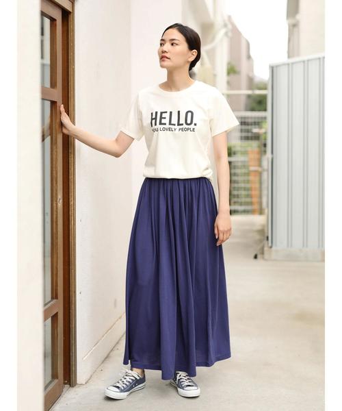 AMERICAN HOLIC（アメリカンホリック）の「カットマキシギャザーロングスカート ＊（スカート・レディース・グリーン/ブルー/マスタード/ネイビー/モカ/パープル・L/M）」の18枚目の写真