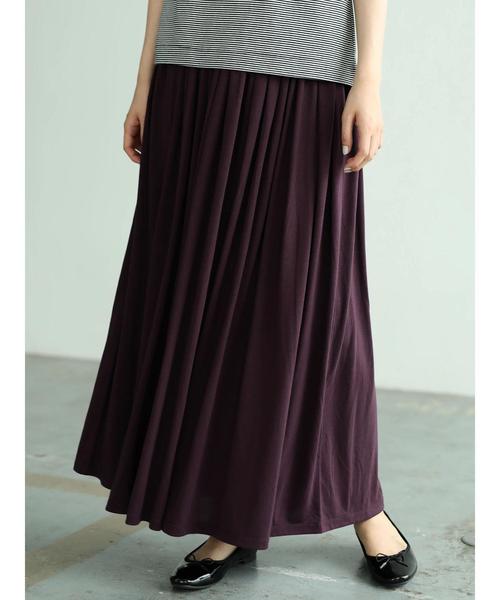 AMERICAN HOLIC（アメリカンホリック）の「カットマキシギャザーロングスカート ＊（スカート・レディース・グリーン/ブルー/マスタード/ネイビー/モカ/パープル・L/M）」の19枚目の写真