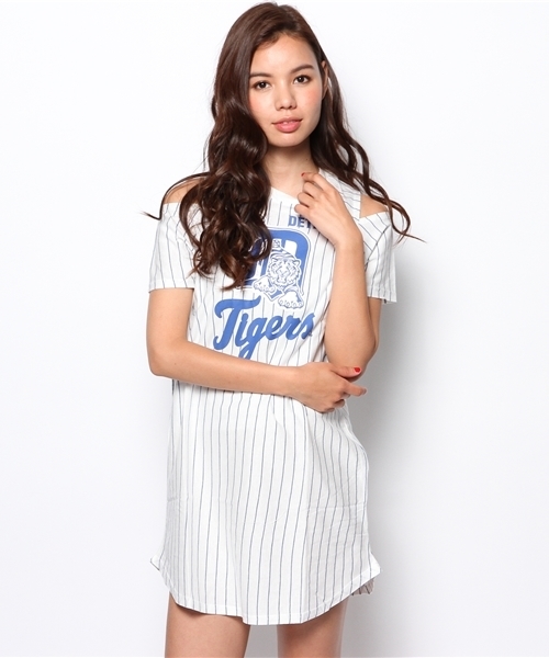 LB-03（エルビー・ゼロスリー）の「【MLB by LB-03】MLB TG SLITワンピース（Tシャツ/カットソー・レディース・ホワイト系/ネイビー系・FREE）」の2枚目の写真