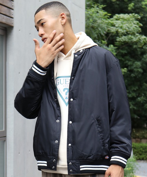 Dickies�i�f�B�b�L�[�Y�j�́uDickies/ �f�B�b�L�[�Y Padding Applique Baseball Jacket �X�^�W�����i�_�E���W���P�b�g/�R�[�g�j�v�b�u���b�N