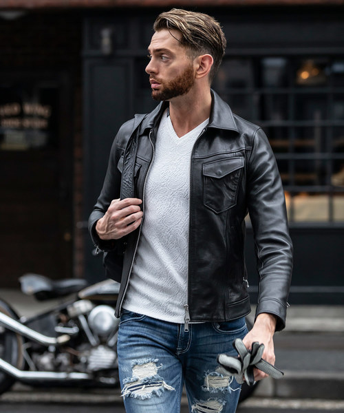 Buffalo Bobs(バッファローボブズ)の「WESTERNER-LAMB(ウエスターナー-ラム)ラムレザー シングルライダースジャケット(ライダースジャケット・メンズ・ブラック・1/S/2/M/3/L/4(LL))」の10枚目の写真