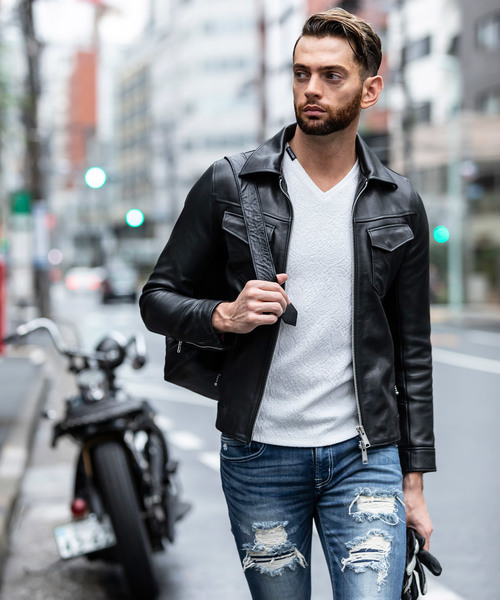 Buffalo Bobs(バッファローボブズ)の「WESTERNER-LAMB(ウエスターナー-ラム)ラムレザー シングルライダースジャケット(ライダースジャケット・メンズ・ブラック・1/S/2/M/3/L/4(LL))」の17枚目の写真