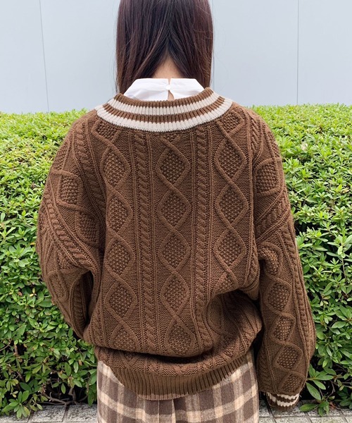 apres jour（アプレジュール）の「ケーブルチルデンＶニット【ZOZOTOWN限定アイテム】（ニット/セーター・レディース・ダークブラウン/モカ/ライトベージュ・フリー）」の17枚目の写真