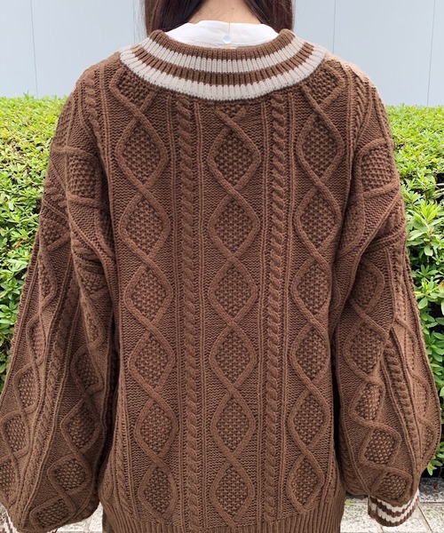 apres jour（アプレジュール）の「ケーブルチルデンＶニット【ZOZOTOWN限定アイテム】（ニット/セーター・レディース・ダークブラウン/モカ/ライトベージュ・フリー）」の12枚目の写真