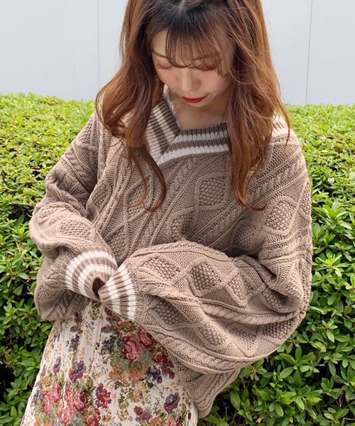 apres jour（アプレジュール）の「ケーブルチルデンＶニット【ZOZOTOWN限定アイテム】（ニット/セーター・レディース・ダークブラウン/モカ/ライトベージュ・フリー）」の20枚目の写真