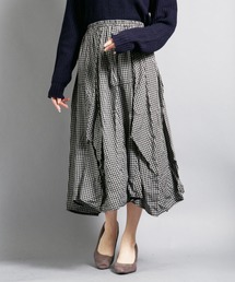 CERCA - FASHION�i�`�F���J - �t�@�b�V�����j�́uWHITE/�`�F�b�N���g���l�[�h�t���A�X�J�[�g�i�X�J�[�g�j�v