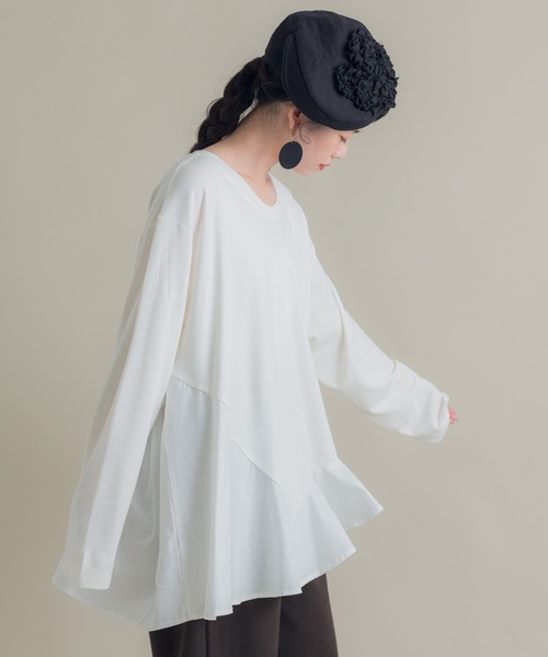 Libra Cue（リブラ キュー）の「Libra 切り替えフレアカットソー（Tシャツ/カットソー・レディース・ブラック/ホワイト・FREE）」の16枚目の写真