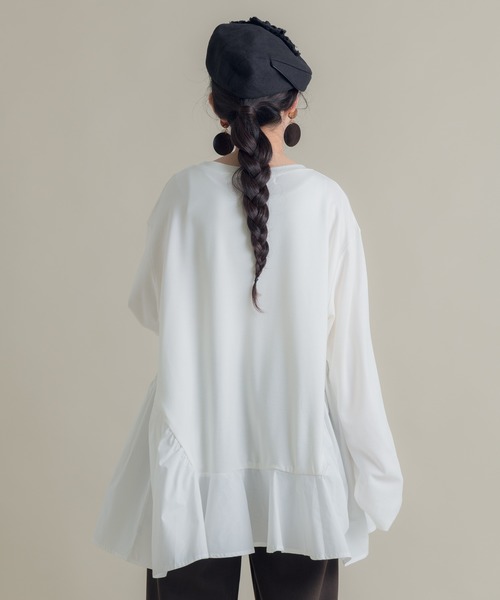 Libra Cue（リブラ キュー）の「Libra 切り替えフレアカットソー（Tシャツ/カットソー・レディース・ブラック/ホワイト・FREE）」の9枚目の写真