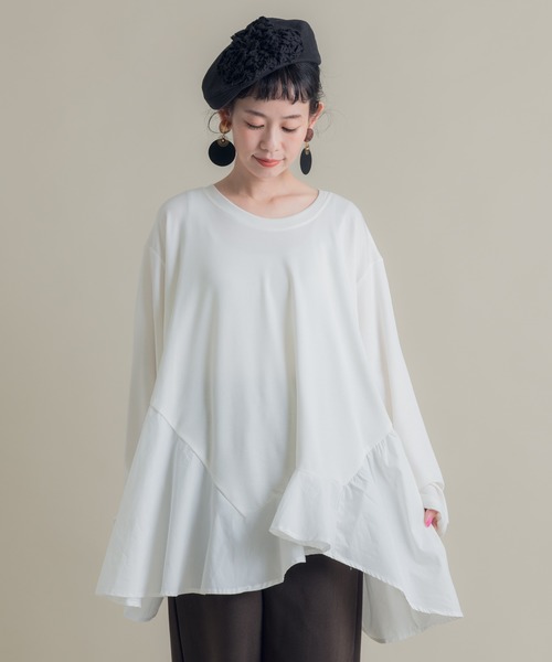 Libra Cue（リブラ キュー）の「Libra 切り替えフレアカットソー（Tシャツ/カットソー・レディース・ブラック/ホワイト・FREE）」の11枚目の写真