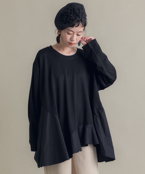 Libra Cue（リブラ キュー）の「Libra 切り替えフレアカットソー（Tシャツ/カットソー・レディース・ブラック/ホワイト・FREE）」の10枚目の写真