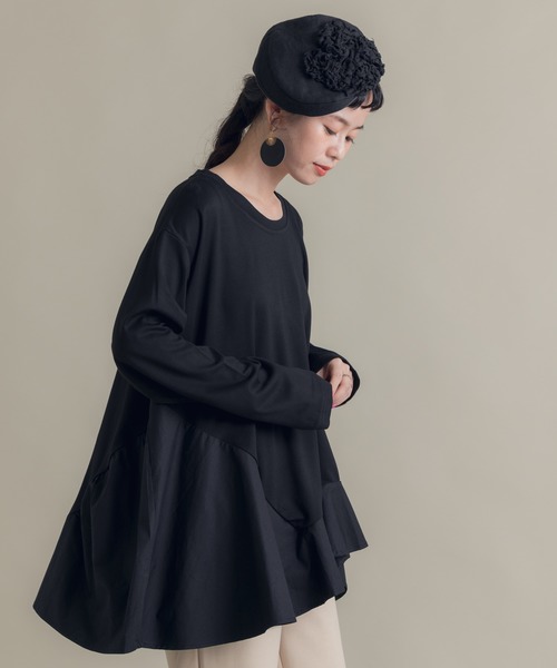 Libra Cue（リブラ キュー）の「Libra 切り替えフレアカットソー（Tシャツ/カットソー・レディース・ブラック/ホワイト・FREE）」の8枚目の写真