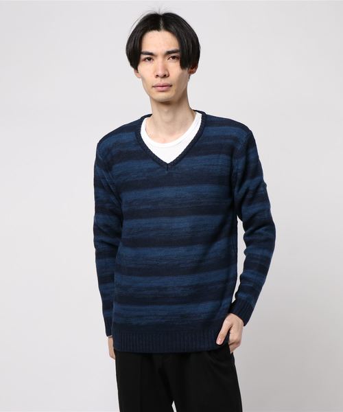 Bling Leads（ブリングリーズ）の「《Bling Leads》ボーダーニット＆ ロングTシャツ　アンサンブルセット（アンサンブル・メンズ・ブラック系その他/レッド系その他/グレー系その他/ブラック系その他2/ブルー系その他2/グレー系その他2/レッド系その他2/ブルー系その他・LARGE/MEDIUM/X-LARGE）」の18枚目の写真