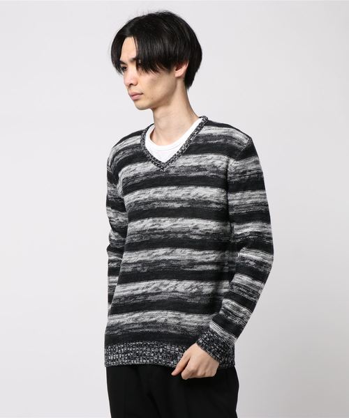Bling Leads（ブリングリーズ）の「《Bling Leads》ボーダーニット＆ ロングTシャツ　アンサンブルセット（アンサンブル・メンズ・ブラック系その他/レッド系その他/グレー系その他/ブラック系その他2/ブルー系その他2/グレー系その他2/レッド系その他2/ブルー系その他・LARGE/MEDIUM/X-LARGE）」の19枚目の写真