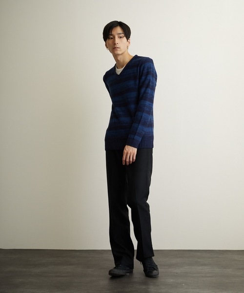 Bling Leads（ブリングリーズ）の「《Bling Leads》ボーダーニット＆ ロングTシャツ　アンサンブルセット（アンサンブル・メンズ・ブラック系その他/レッド系その他/グレー系その他/ブラック系その他2/ブルー系その他2/グレー系その他2/レッド系その他2/ブルー系その他・LARGE/MEDIUM/X-LARGE）」の10枚目の写真