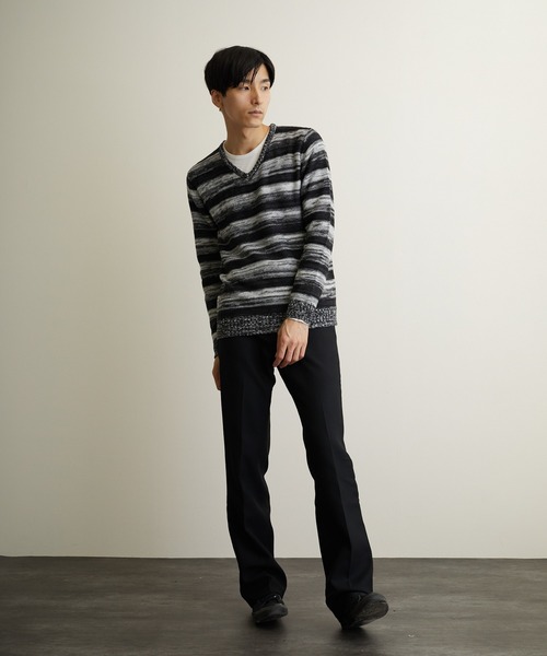 Bling Leads（ブリングリーズ）の「《Bling Leads》ボーダーニット＆ ロングTシャツ　アンサンブルセット（アンサンブル・メンズ・ブラック系その他/レッド系その他/グレー系その他/ブラック系その他2/ブルー系その他2/グレー系その他2/レッド系その他2/ブルー系その他・LARGE/MEDIUM/X-LARGE）」の11枚目の写真