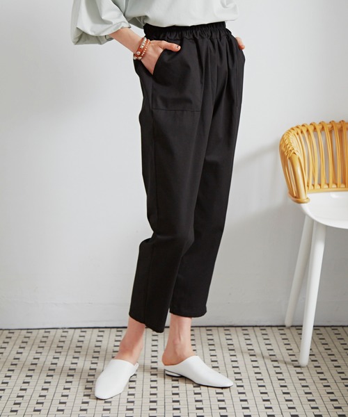 Libra Cue（リブラ キュー）の「Libra リラックスパンツ（チノパンツ・レディース・ブラック/ベージュ/カーキ・FREE）」の7枚目の写真