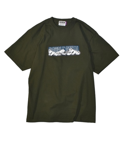 DOUBLE STEAL(ダブルスティール)の「Mountain Heavy Tシャツ(Tシャツ/カットソー・メンズ・アーミー/ホワイト×グリーン/ホワイト×パープル/ブラック×グリーン/ブラック×パープル・X-LARGE/MEDIUM/LARGE/XX-LARGE)」の5枚目の写真
