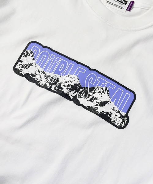 DOUBLE STEAL(ダブルスティール)の「Mountain Heavy Tシャツ(Tシャツ/カットソー・メンズ・アーミー/ホワイト×グリーン/ホワイト×パープル/ブラック×グリーン/ブラック×パープル・X-LARGE/MEDIUM/LARGE/XX-LARGE)」の3枚目の写真