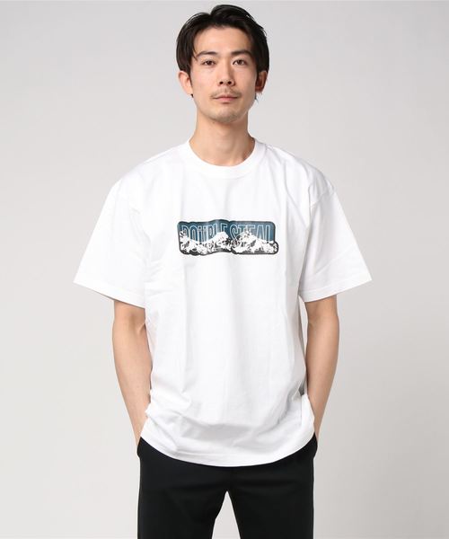 DOUBLE STEAL(ダブルスティール)の「Mountain Heavy Tシャツ(Tシャツ/カットソー・メンズ・アーミー/ホワイト×グリーン/ホワイト×パープル/ブラック×グリーン/ブラック×パープル・X-LARGE/MEDIUM/LARGE/XX-LARGE)」の11枚目の写真