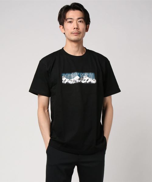 DOUBLE STEAL(ダブルスティール)の「Mountain Heavy Tシャツ(Tシャツ/カットソー・メンズ・アーミー/ホワイト×グリーン/ホワイト×パープル/ブラック×グリーン/ブラック×パープル・X-LARGE/MEDIUM/LARGE/XX-LARGE)」の9枚目の写真