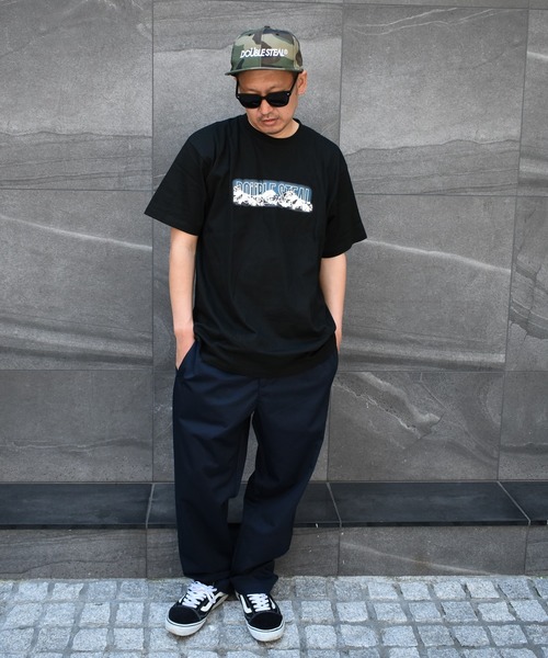 DOUBLE STEAL(ダブルスティール)の「Mountain Heavy Tシャツ(Tシャツ/カットソー・メンズ・アーミー/ホワイト×グリーン/ホワイト×パープル/ブラック×グリーン/ブラック×パープル・X-LARGE/MEDIUM/LARGE/XX-LARGE)」の16枚目の写真