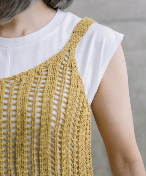 Mysa&Liina（ミーサリーナ）の「テープヤーンビスチェTシャツSET（Tシャツ/カットソー・レディース・ブラック/ベージュ/イエロー・M）」の5枚目の写真