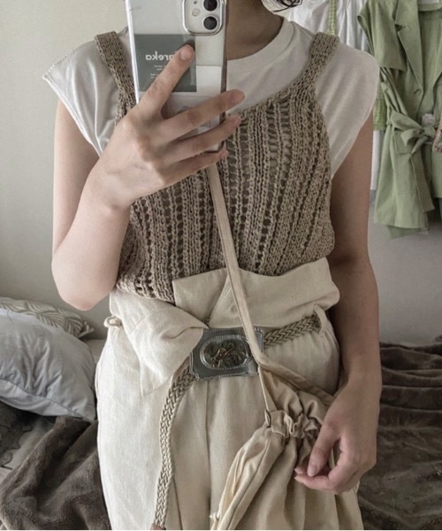 Mysa&Liina（ミーサリーナ）の「テープヤーンビスチェTシャツSET（Tシャツ/カットソー・レディース・ブラック/ベージュ/イエロー・M）」の14枚目の写真