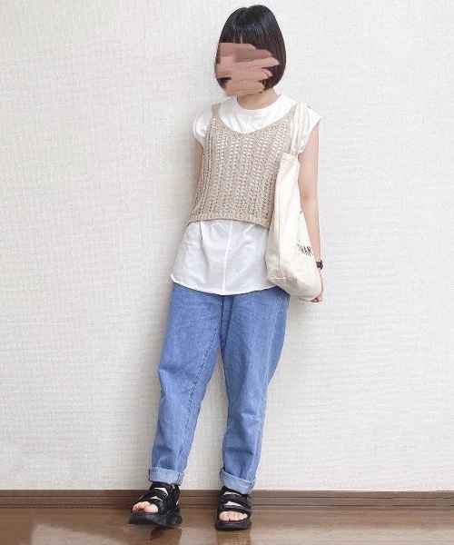 Mysa&Liina（ミーサリーナ）の「テープヤーンビスチェTシャツSET（Tシャツ/カットソー・レディース・ブラック/ベージュ/イエロー・M）」の13枚目の写真