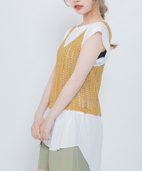 Mysa&Liina（ミーサリーナ）の「テープヤーンビスチェTシャツSET（Tシャツ/カットソー・レディース・ブラック/ベージュ/イエロー・M）」の20枚目の写真