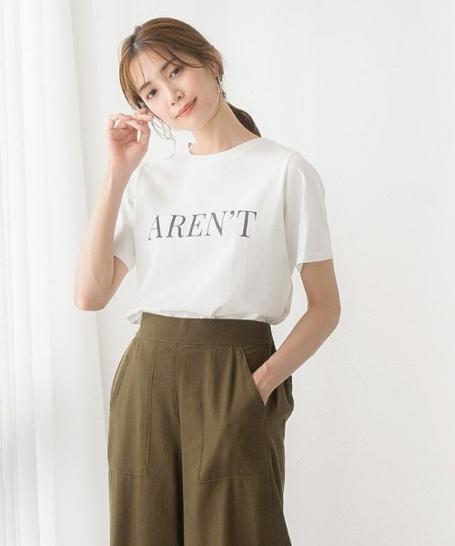 Pierrot(ピエロ)の「AREN`TロゴTシャツ(Tシャツ/カットソー・レディース・オフホワイト/ホワイト×レッド/ベージュ/チャコールグレー/ホワイト系その他/ホワイト系その他2/ホワイト系その他4/ホワイト系その他3・M/L)」の5枚目の写真