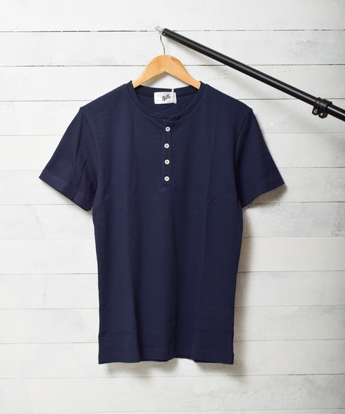 B.I.D.(ビーアイディー)の「サーマル半袖ヘンリーネックTシャツ(Tシャツ/カットソー・レディース・ホワイト/ネイビー/グレー/カーキ/サックスブルー/ピンク/ブラック・MEDIUM/LARGE/X-LARGE)」の5枚目の写真