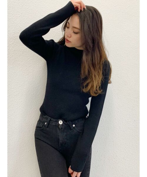 GYDA（ジェイダ）の「ボトルネックリブニット トップス（ニット/セーター・レディース・オフホワイト/ブラック/ベージュ・FREE）」の9枚目の写真