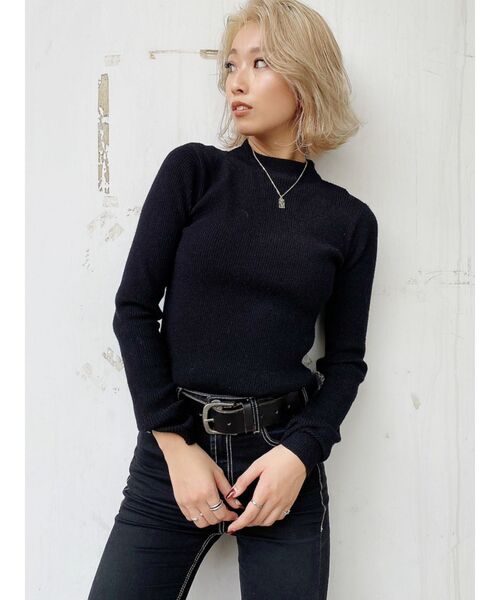 GYDA（ジェイダ）の「ボトルネックリブニット トップス（ニット/セーター・レディース・オフホワイト/ブラック/ベージュ・FREE）」の10枚目の写真
