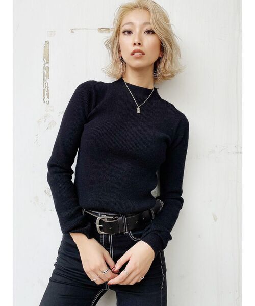 GYDA（ジェイダ）の「ボトルネックリブニット トップス（ニット/セーター・レディース・オフホワイト/ブラック/ベージュ・FREE）」の11枚目の写真