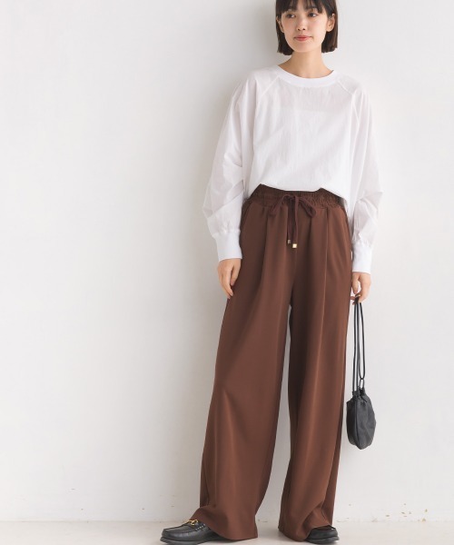 OMNES Another Edition（オムネス アナザーエディション）の「ウエストギャザー イージーワイドパンツ（その他パンツ・レディース・ブラック/ベージュ/ブラウン/マスタード/ホワイト系その他・FREE）」の9枚目の写真