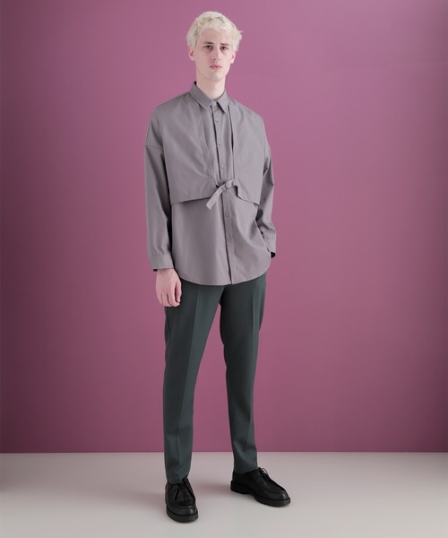 EMMA CLOTHES（エマクローズ）の「ヨークトレンチレイヤードワイドシャツ Long sleeve(EMMA CLOTHES)（シャツ/ブラウス・メンズ・ダークブラウン/ブラック/グレー系その他/グレイッシュベージュ・FREE）」の13枚目の写真