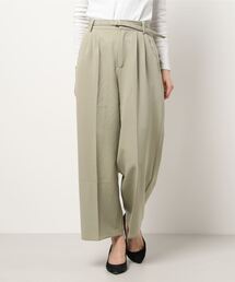 とろみ素材ベルト付ワイドパンツ