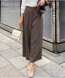 とろみ素材ベルト付ワイドパンツ