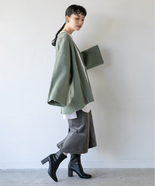 LOWRYS FARM（ローリーズファーム）の「５Ｇニットジャケットカーデ　897837（カーディガン/ボレロ・レディース・チャコールグレー/ベージュ/グリーン・FREE）」の6枚目の写真